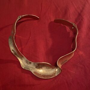 Bold Sculptural Gold&Silver Tone Collar Necklace